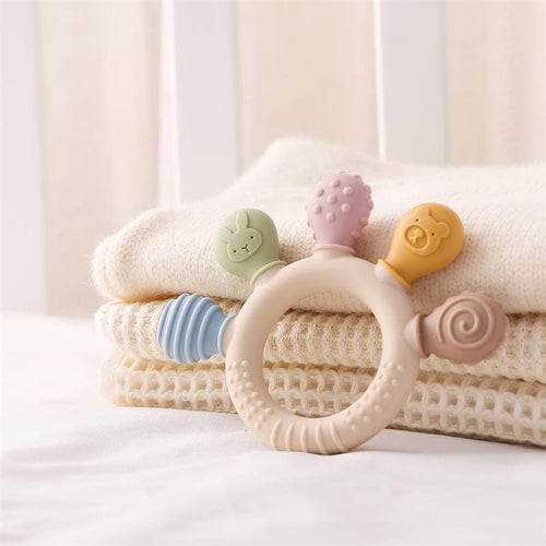Baby Silicone Finger Teether Soothing Toy Anti-Chewing Bracelet for Teething Infants