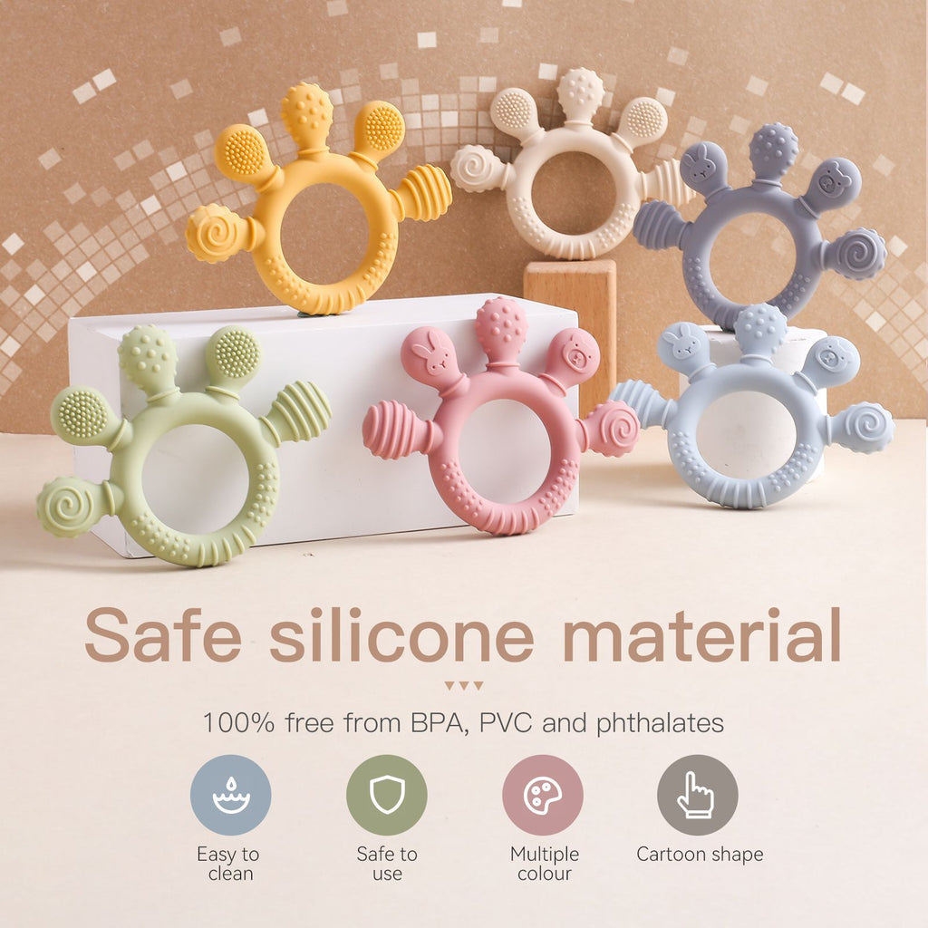 Baby Silicone Finger Teether Soothing Toy Anti-Chewing Bracelet for Teething Infants